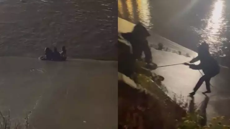 VIDEO Rescatan a familia a punto de ahogarse en el canal de Tijuanao