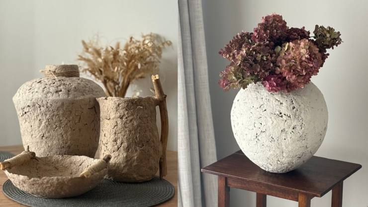 Jarrones e papel maché para flores