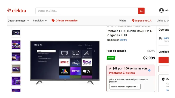pantalla precio elektra oferta