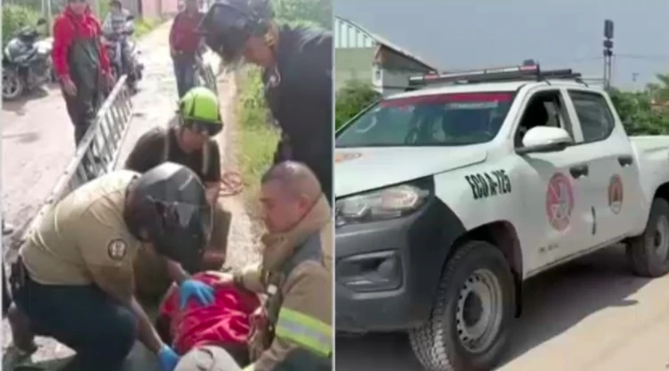 Mujer cayó a canal de aguas negras en Ecatepec.