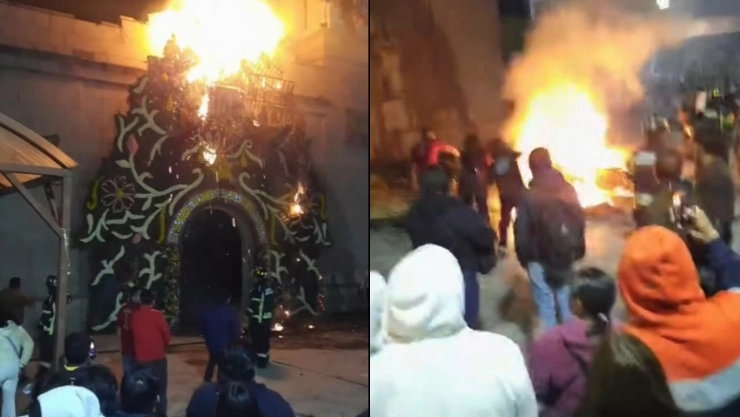 Incendio en la Parroquia San Cristobal Texcalucan, Estado de México.