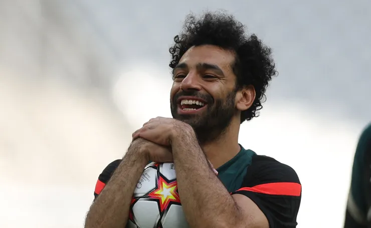 Mohamed Salah en el entrenamiento del Liverpool en Champions League