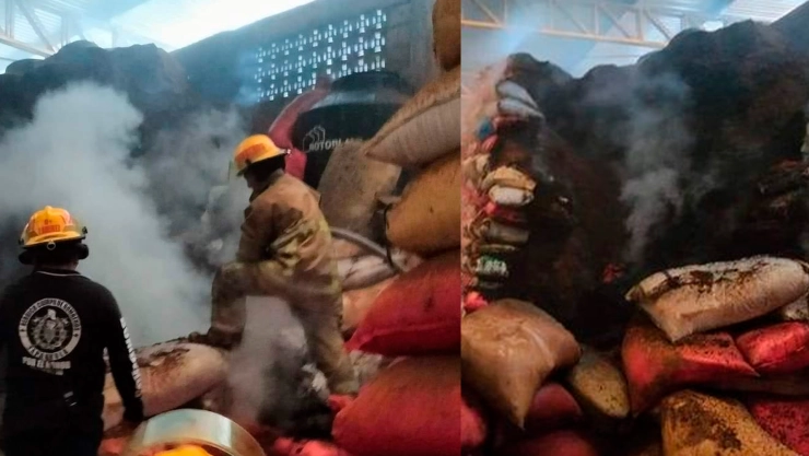 Incendio en bodega de café en Tapachula, Chiapas