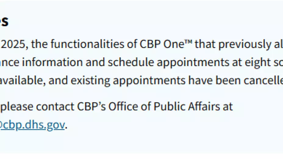 CBP One; citas quedaron canceladas.
