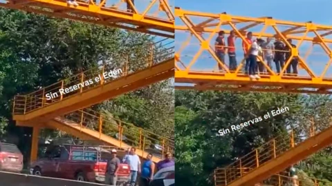 Mujer intenta aventarse de puente Tabasco