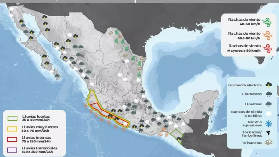 Clima en México 19 de octubre de 2023