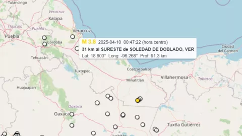 Sismos registrados en Veracruz, hoy 10 de abril de 2025