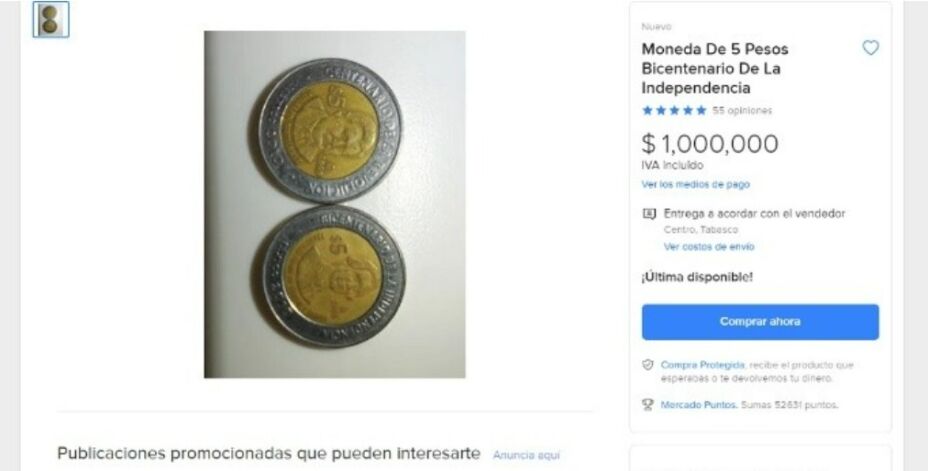 Hombre pide un millón de pesos por una moneda del bicentenario de México