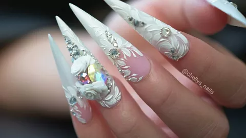 6 diseños de uñas tipo stiletto para looks extravagantes y fuera de lo común