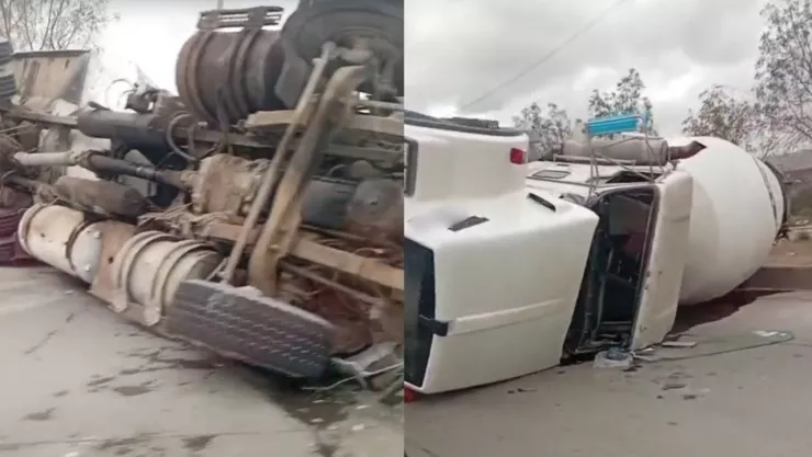 Accidente en Blvd. 2000: vehículo pesado queda volcado antes del Puente Sendero