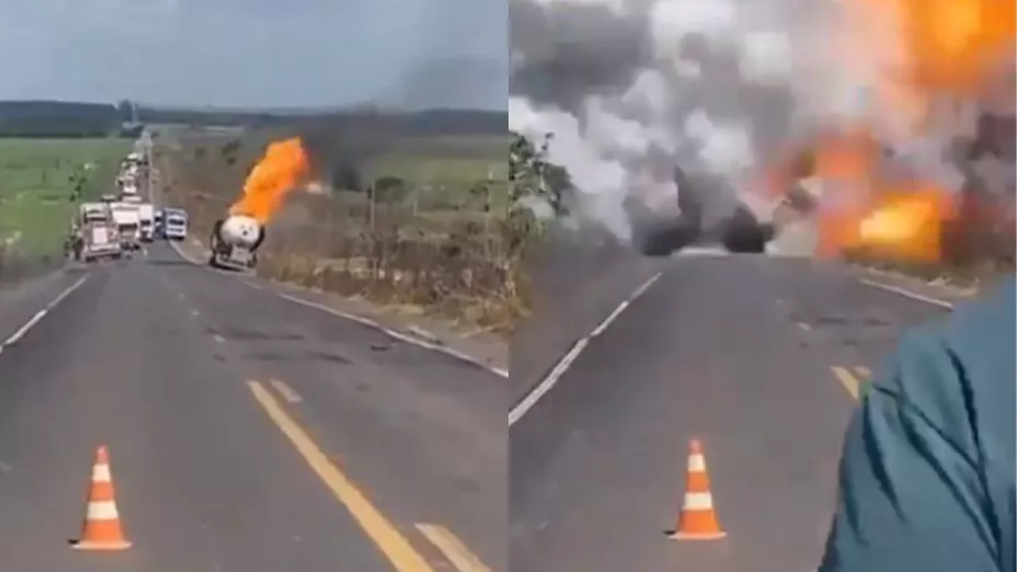 VIDEO | Camión cisterna explota en plena carretera y provoca un poderosa onda expansiva ante decenas de personas