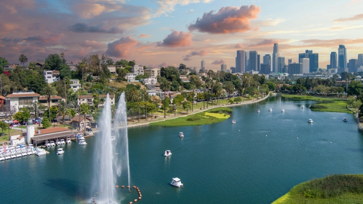 Vista aérea de la ciudad de Los Ángeles, California.