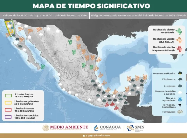 Clima en México hoy 6 de febrero de 2024