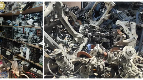 Aseguran 40 toneladas de autopartes en la Venustiano Carranza