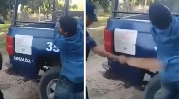 Escuinapa, Sinaloa policias tablean joven