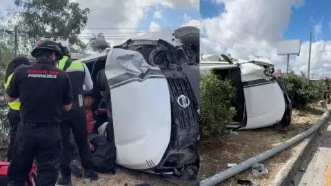 ¡AL MOMENTO! Se registra fuerte volcadura en la avenida José López Portillo; esto se sabe del accidente en Cancún
