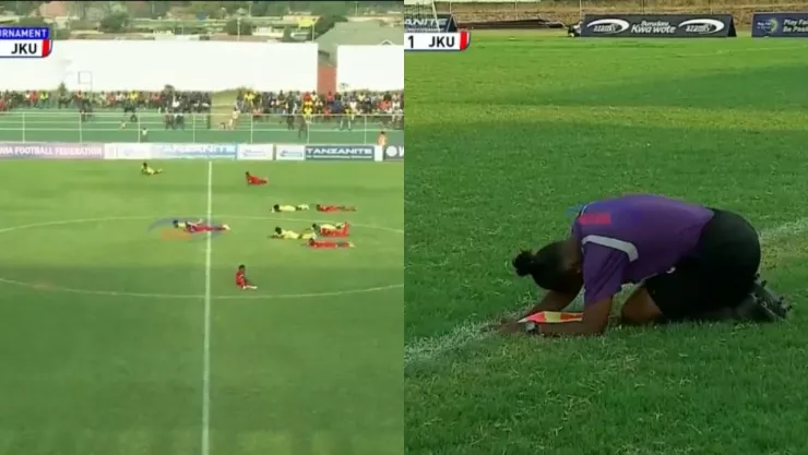 VIDEO | Enjambre de abejas invade campo de futbol en pleno partido; futbolistas se arrojaron al suelo