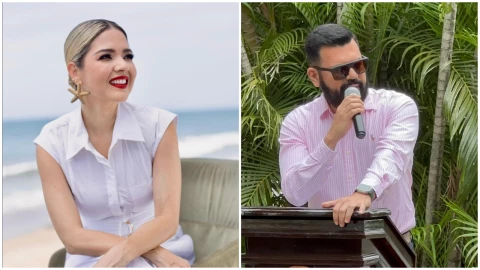 Estrella Palacios Domínguez, alcaldesa electa de Mazatlán, y Octavio Bastidas Manjarrez, alcalde de San Ignacio.