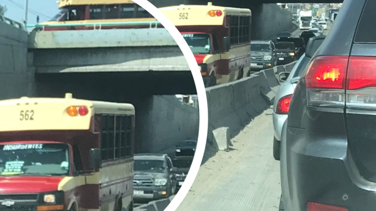 Tráfico pesado en 5 y 10 tras choque por llantera: taxista involucrado