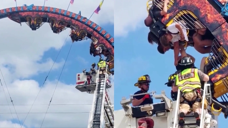 VIDEO: Montaña rusa sufre falla mecánica y usuarios quedan de cabeza por cuatro horas