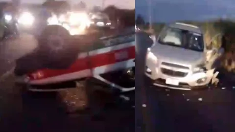 Aparatoso choque entre taxi y camioneta en carretera de Veracruz; deja un fallecido