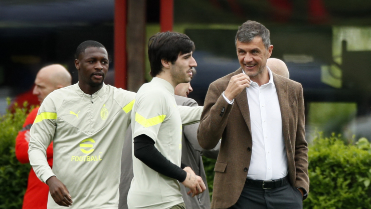 Paolo Maldini en entrenamiento del Milan