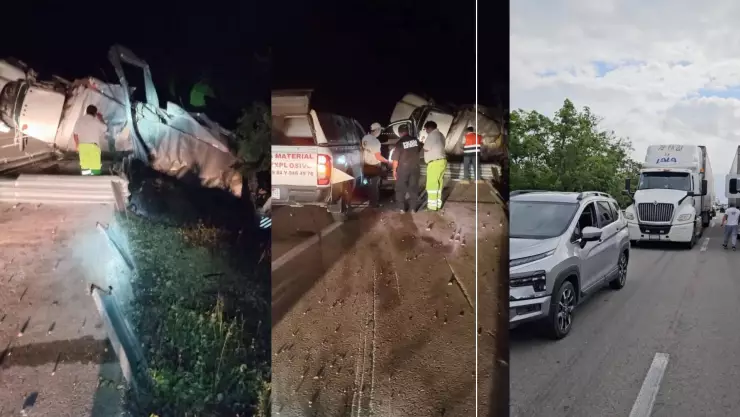 Bloqueo total en la autopista Cancún-Mérida por volcadura de tráiler con material inflamable