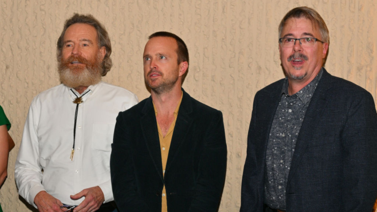 Bryan Cranston, Aaron Paul y el creador de “Breaking Bad”, Vince Gilligan