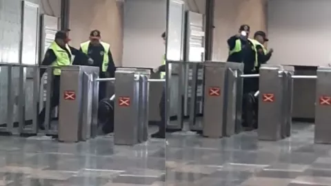 Policías metro cdmx golpeando a hombre