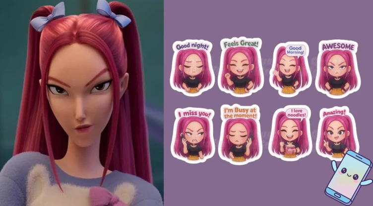 4 plantillas de stickers de baby Mira de Kpop Demon Hunters para decorar tu celular