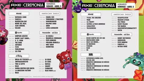 Horarios confirmados del AXE Ceremonia 2025