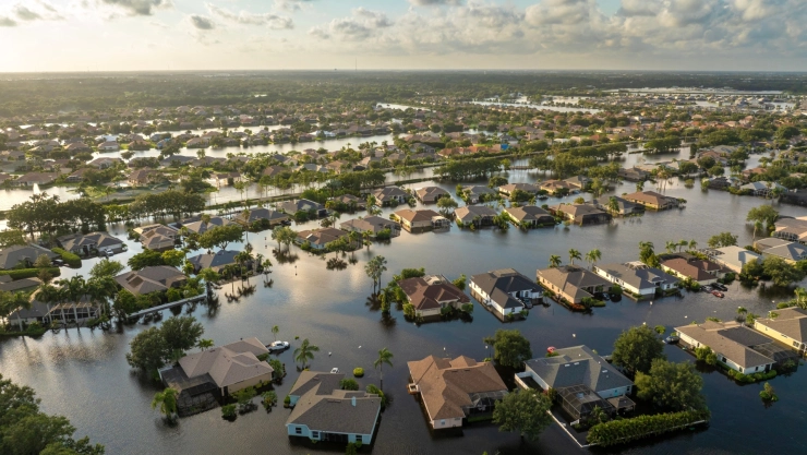 Inundación en Florida tras el paso de un huracán.