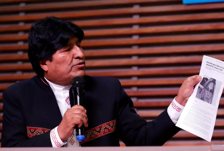 El expresidente boliviano Evo Morales durante una conferencia de prensa en Buenos Aires, Argentina