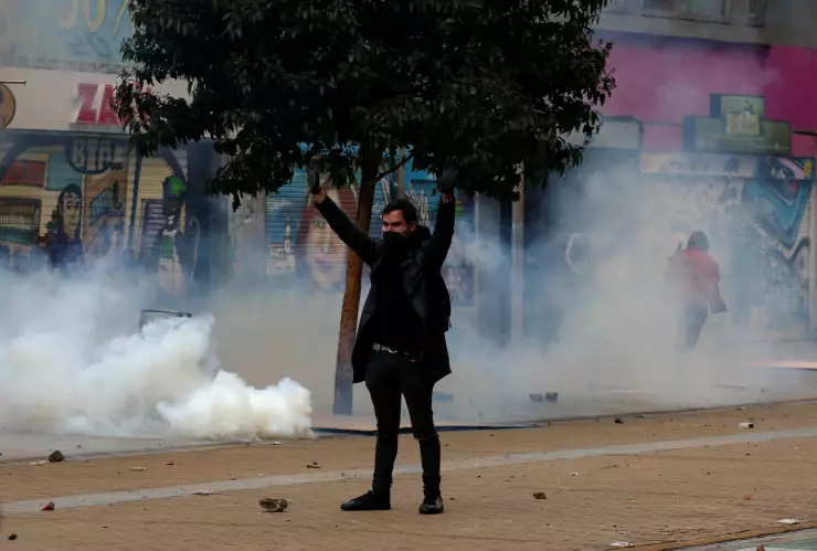Protest for a national strike in Bogota