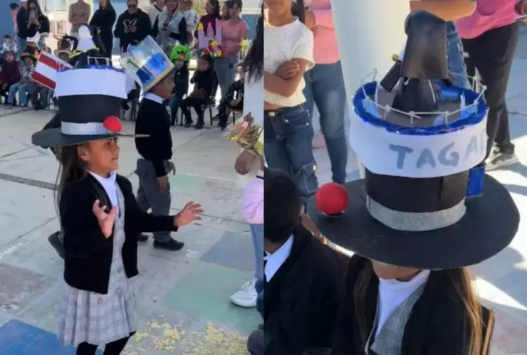 Niña usa ‘sombrero loco’ de La Monja de la feria