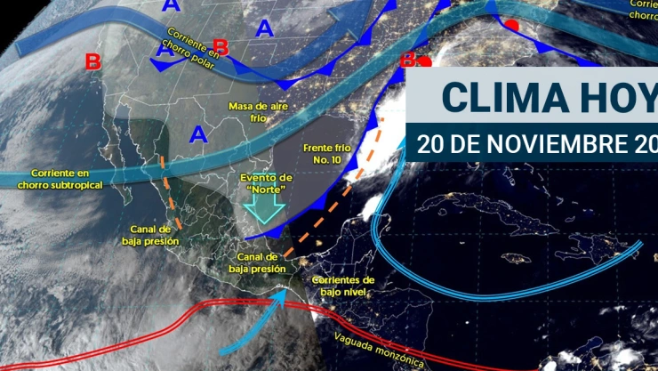 Pronóstico del clima, hoy 20 de noviembre: Lluvias intensas en 7 estados de la república