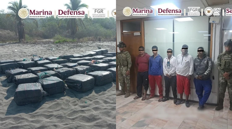 Interceptan lancha en costas de Chiapas con tonelada y media de cocaína; hubo cinco arrestados