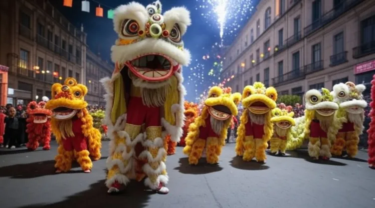 Imagen generada con Inteligencia Artificial que refleja la celebración del Año Nuevo Chino 2025