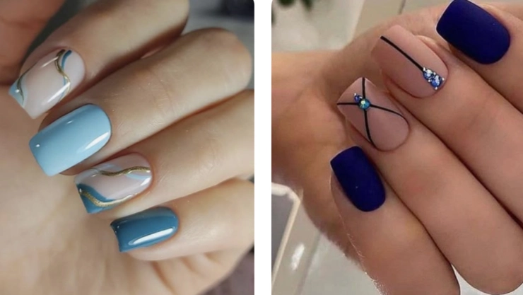 Modelos de uñas acrílicas azules
