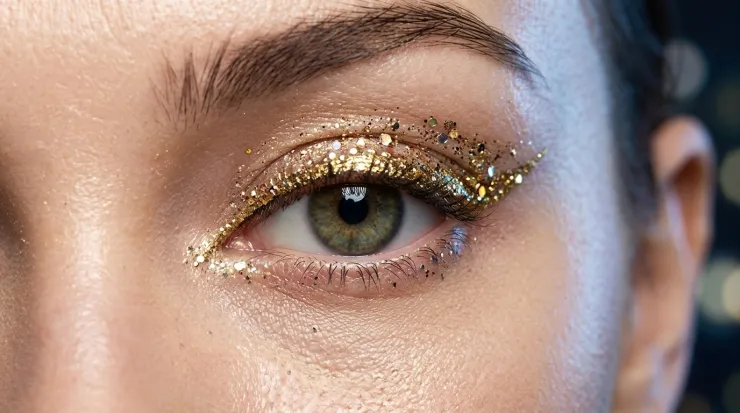 El delineador dorado con glitter