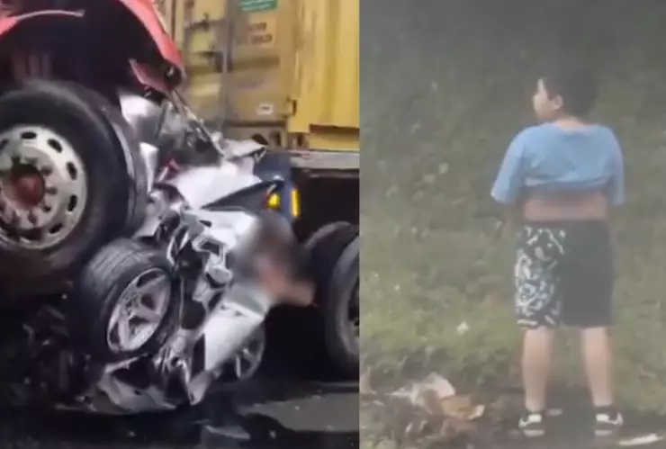 Tráiler embiste a familia; dos adultos murieron y un menor resultó herido.