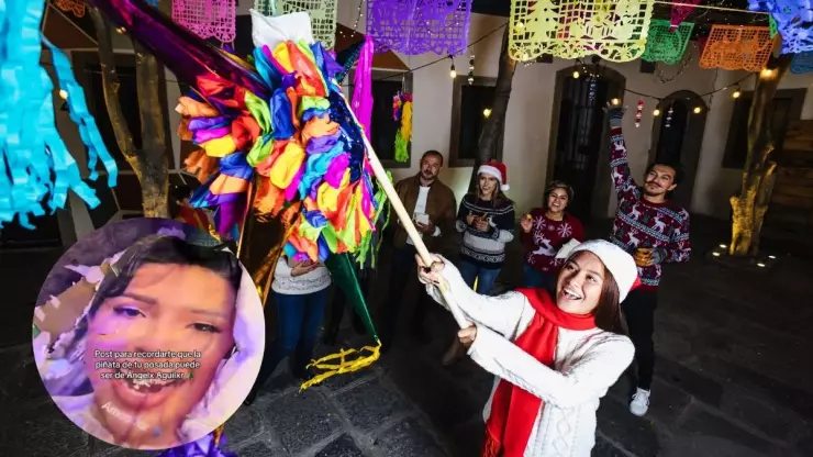 “Ni el villancico aguantó”: Piñata de Ángela Aguilar causa caos en una posada y en todo internet