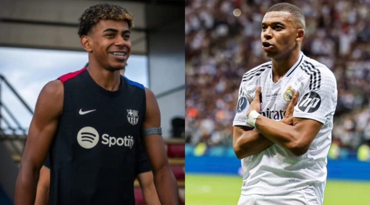 Lamine Yamal del Barcelona y Kylian Mbappé del Real Madrid