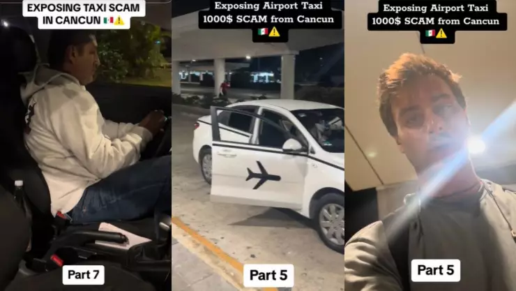 Turista canadiense expone a taxista de Cancún, quien pretendía cobrarle mil dólares por llevarlo al aeropuerto