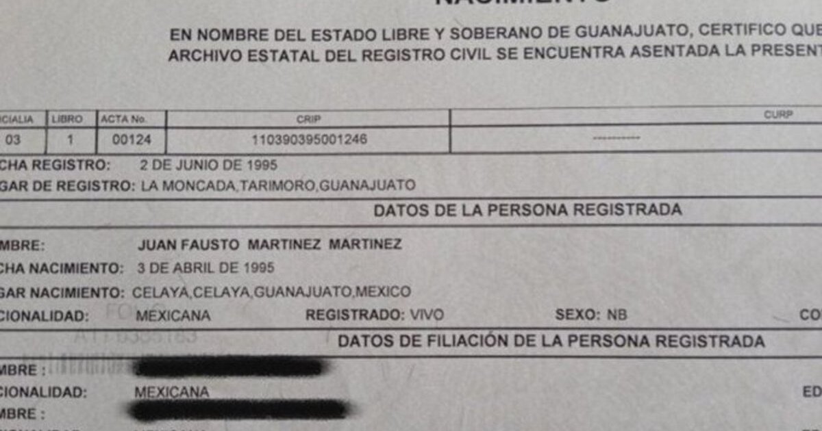 Acta de nacimiento no binaria en México