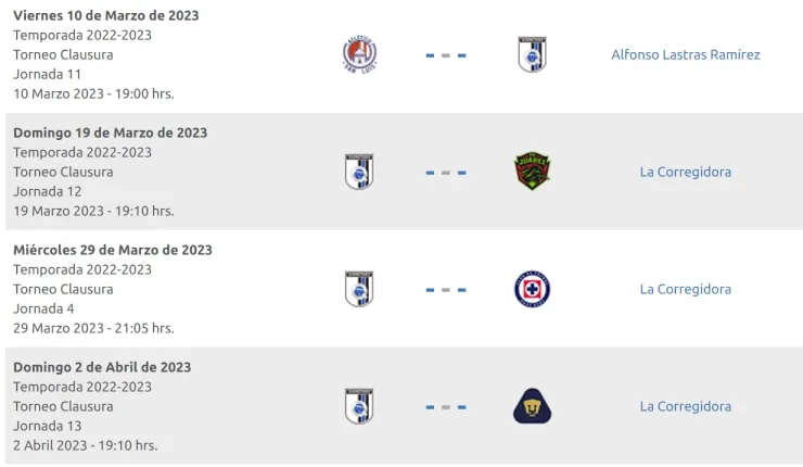 Calendario de Querétaro para el Clausura 2023 en el Estadio Corregidora