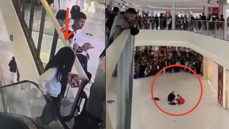 Adolescente en China cae del cuarto piso de un centro comercial