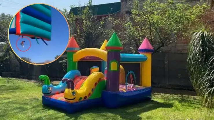 Castillo inflable sale volando en Sudafrica