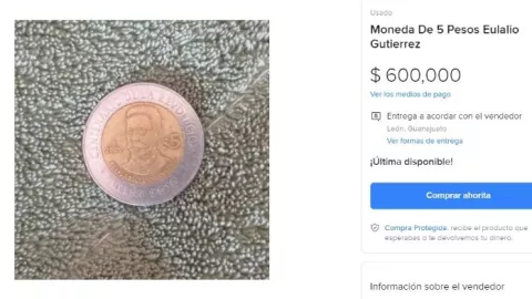 Moneda 5 pesos Eulalio Gutiérrez