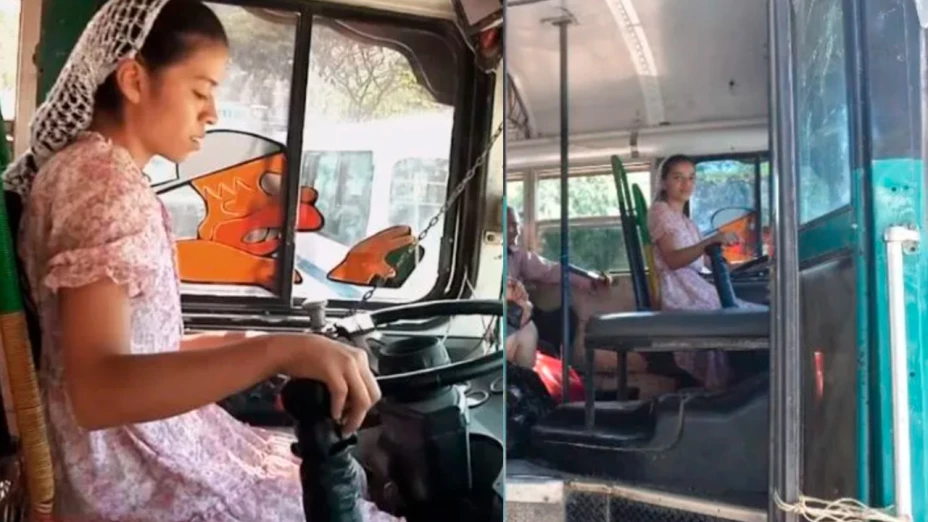 Mujer conduce autobús